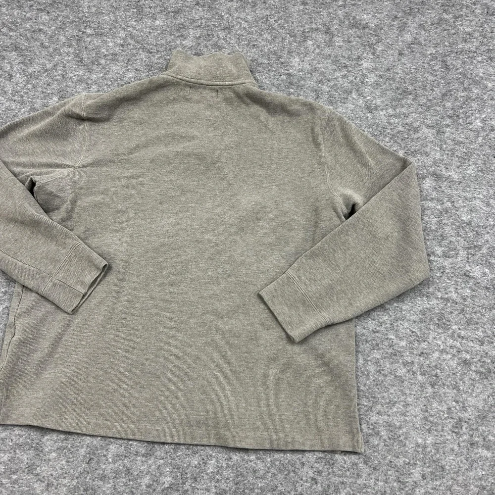 Polo Ralph Lauren Sweater Mens L Gray Mock Neck 1/4 Zip Pullover Preppy Casual
